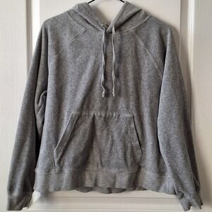 J.Crew S Velour Hoodie Relaxed Front Pocket Comfort Loungewear Minimalist Casual